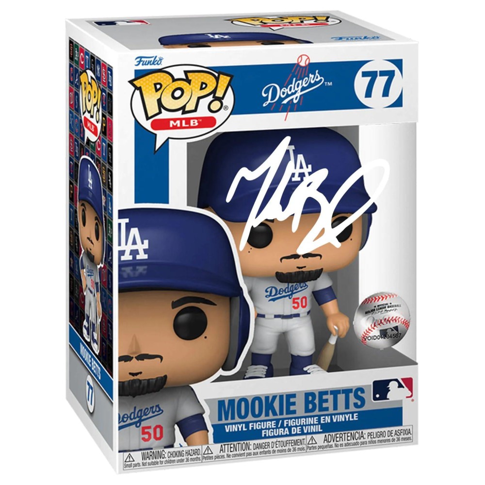 Mookie Betts 77 Facsimile Signed Reprint Laser Autographed Funko Pop Baseball Mlb Los Angeles Dodgers Figurine With Protector