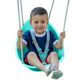 Swurfer Coconut Toddler Swing Comfy Baby Swing Outdoor 3 Point Adjustable Safety Harness Secure Safe Quick Click Locking S