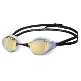 Arena Unisex Adults Python Racing Swim Goggles For Men And Women Antifog Mirror Lens Max Comfort Dual Strap Goldwhiteblack