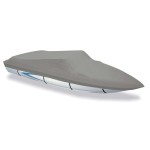 Carver 77119F-10 Styled-to-Fit Boat Cover for V-Hull I/O Runabout Boats (Including Euro-Style) with Windshield and Hand or Bow Rails - 19'6