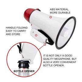 Mymealivos Portable Megaphone Bullhorn 20 Watt Power Megaphone Speaker Voice And Sirenalarm Modes With Volume Control And Strap