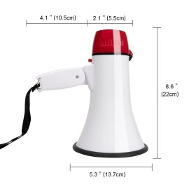 Mymealivos Portable Megaphone Bullhorn 20 Watt Power Megaphone Speaker Voice And Sirenalarm Modes With Volume Control And Strap