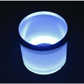 LED Plastic Lighted Cup Holder with Stainless Steel Rim Blue