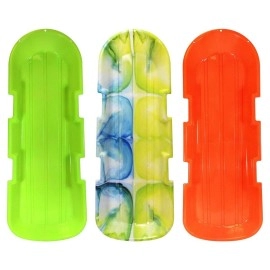 48 in. Day Glow Sno-Twin Toboggan Two-Rider Sled Tough Polyresin Diamond Polished Bottom - Assorted Pack of 3