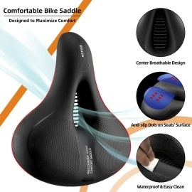 Rockbros Bike Seat Comfort Bike Saddle Mountain Bicycle Accessories For Men Women Soft Wide Bike Seat Cushion Dual Shock Absorbi