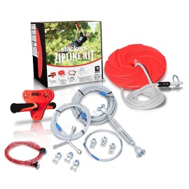 slackers 90 ft Eagle Series Zipline - Kids Zip line Kit with Safety Zipspring Brake System - Great Zipline Kit for Kids and Teens - Recommended Ages 7+