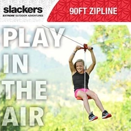 slackers 90 ft Eagle Series Zipline - Kids Zip line Kit with Safety Zipspring Brake System - Great Zipline Kit for Kids and Teens - Recommended Ages 7+