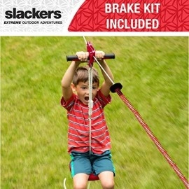 slackers 90 ft Eagle Series Zipline - Kids Zip line Kit with Safety Zipspring Brake System - Great Zipline Kit for Kids and Teens - Recommended Ages 7+