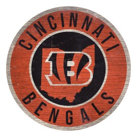 Cincinnati Bengals Sign Wood 12 Inch Round State Design