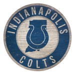 Indianapolis Colts Sign Wood 12 Inch Round State Design