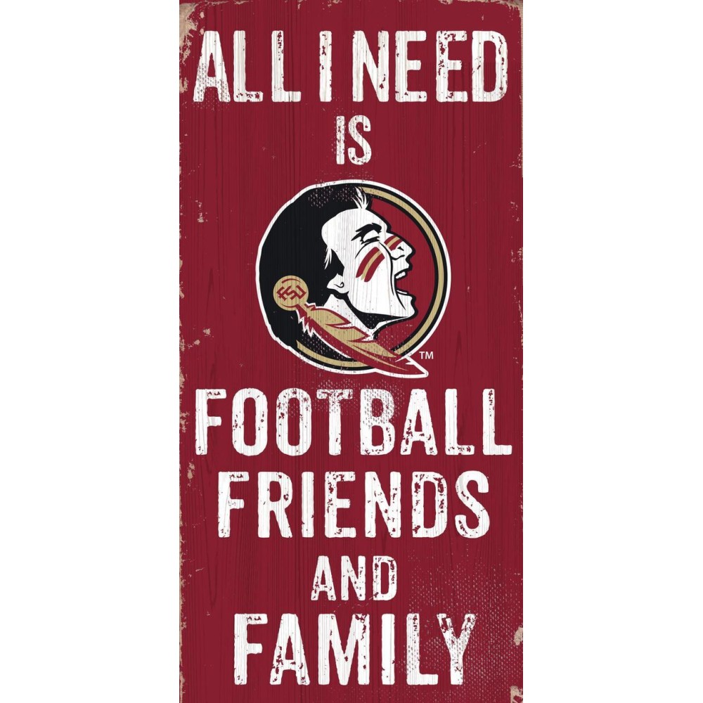 Florida State Seminoles Sign Wood 6X12 Football Friends And Family Design Color Special Order