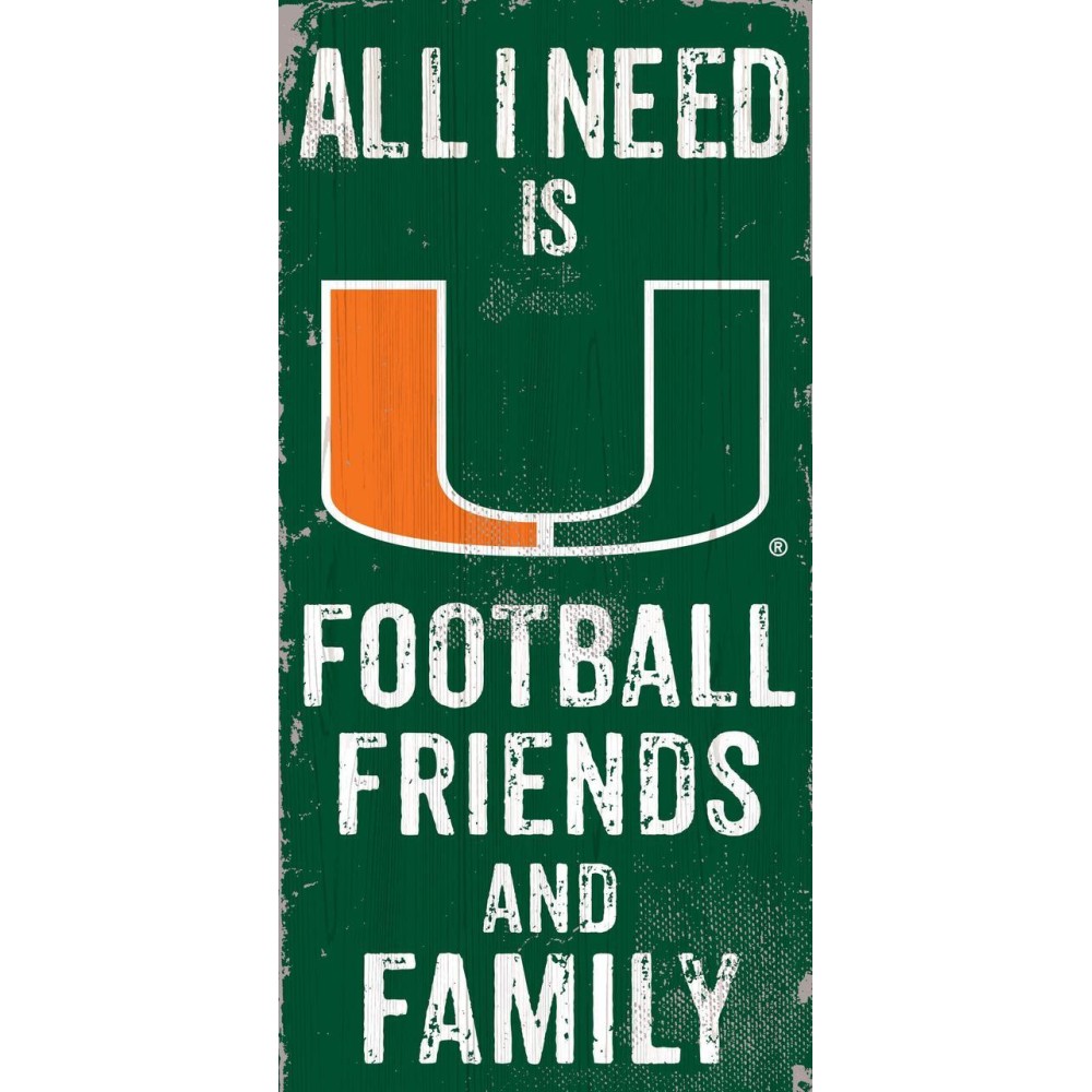 Miami Hurricanes Sign Wood 6X12 Football Friends And Family Design Color Special Order