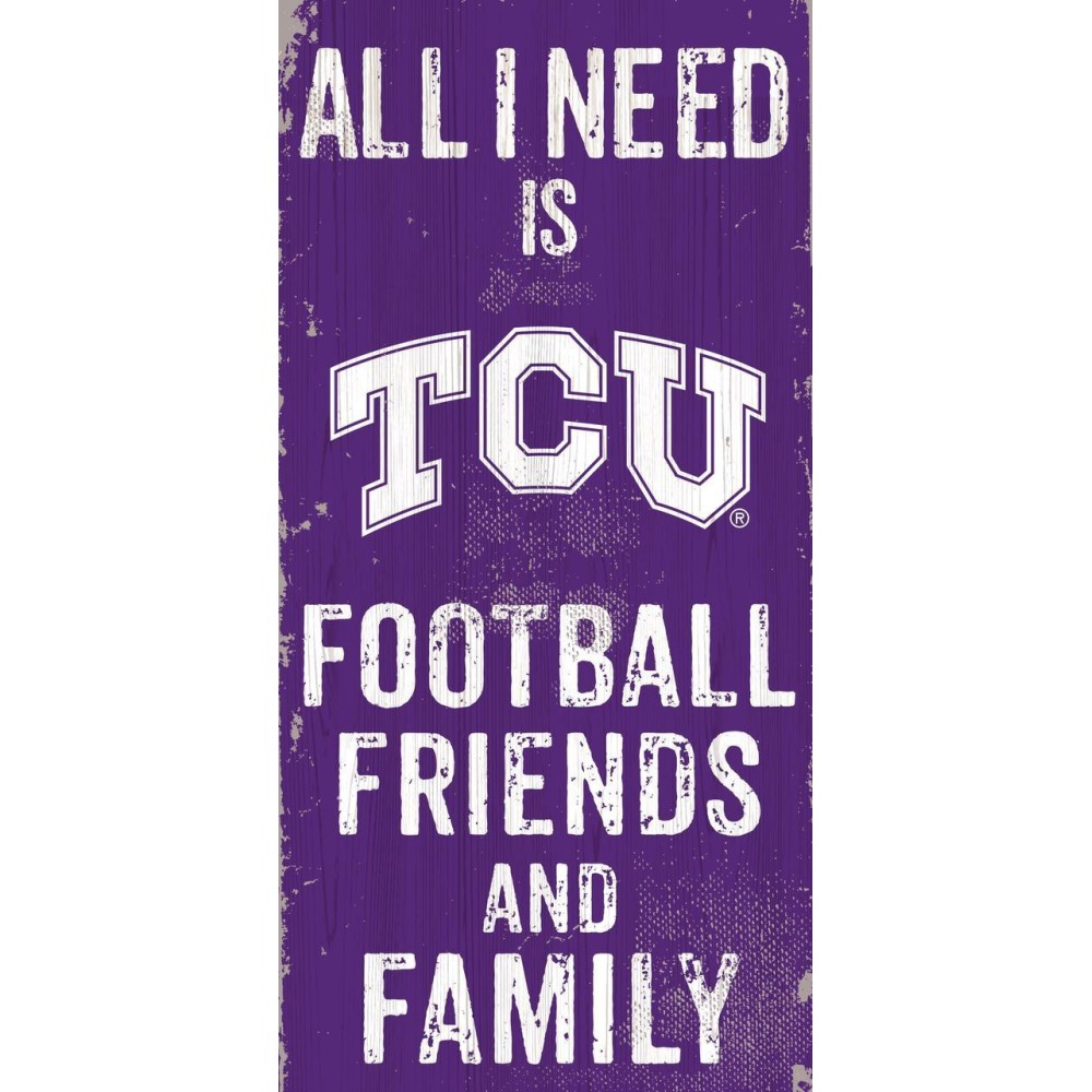 Tcu Horned Frogs Sign Wood 6X12 Football Friends And Family Design Color Special Order