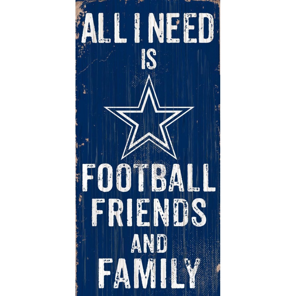 Dallas Cowboys Sign Wood 6X12 Football Friends And Family Design Color