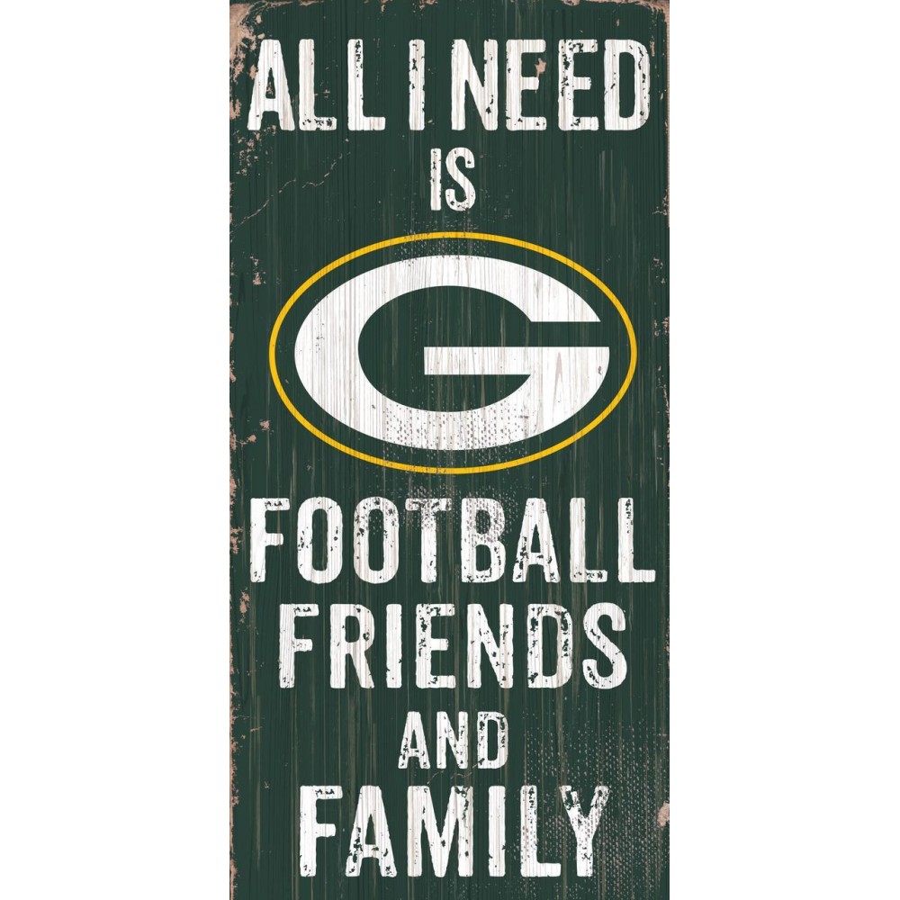 Green Bay Packers Sign Wood 6X12 Football Friends And Family Design Color Special Order