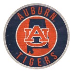 Auburn Tigers Sign Wood 12 Inch Round State Design Special Order