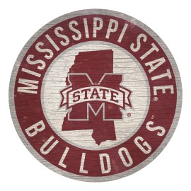 Mississippi State Bulldogs Sign Wood 12 Inch Round State Design Special Order