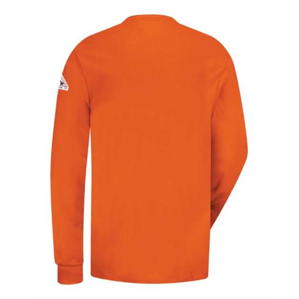 Bulwark Long Sleeve Tagless Henley Shirt Orange L