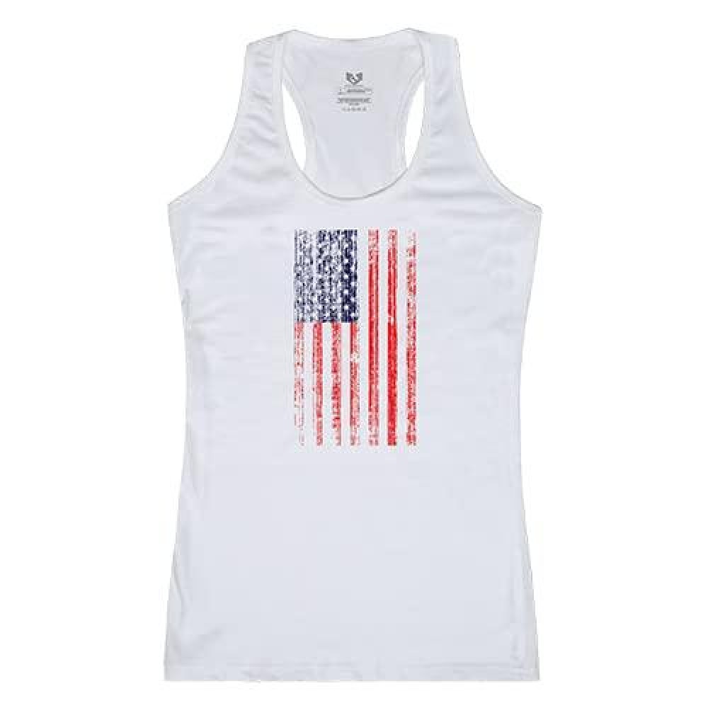 Graphic Tank Distressed Flag White S