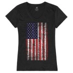 Graphic Vneck Distressed Flag Black M