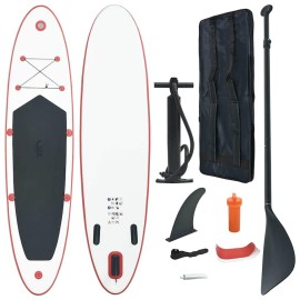 Vidaxl Stand Up Paddle Board Set Sup Surfboard Inflatable Red And White