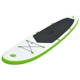 Vidaxl Inflatable Stand Up Paddle Board Set Green And White