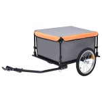 Vidaxl Bike Cargo Trailer Gray And Orange 1433 Lb