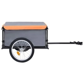 Vidaxl Bike Cargo Trailer Gray And Orange 1433 Lb