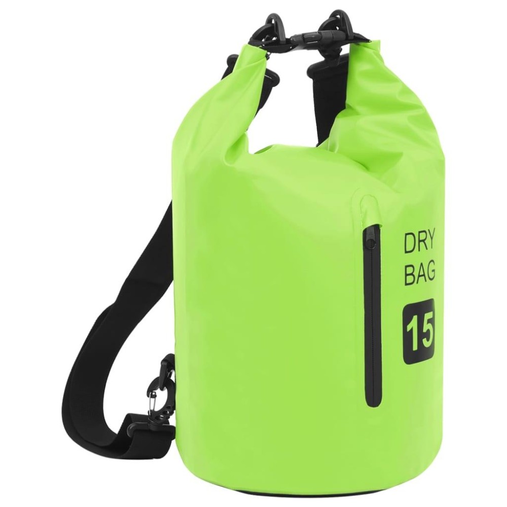 Vidaxl Dry Bag With Zipper Green 4 Gal Pvc