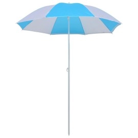 Vidaxl Beach Umbrella Shelter Blue And White 709 Fabric