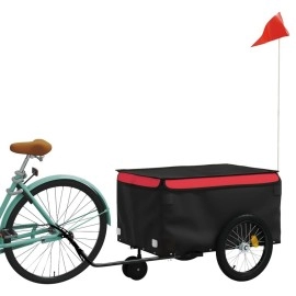 Vidaxl Bike Trailer Black And Red 661 Lb Iron