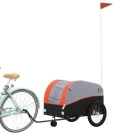 Vidaxl Bike Trailer Black And Orange 992 Lb Iron