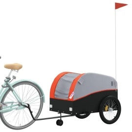 Vidaxl Bike Trailer Black And Orange 992 Lb Iron