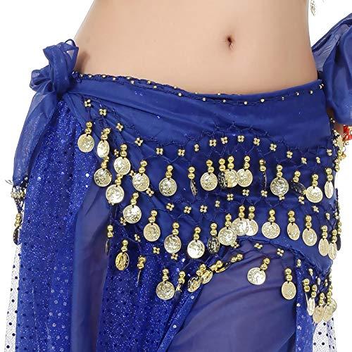WAYDA Hip Scarf for Belly Dancing, Women's Belly Dance Scarf with 128 Gold  Coins Skirts for Bellydance, Zumba or Yoga Class