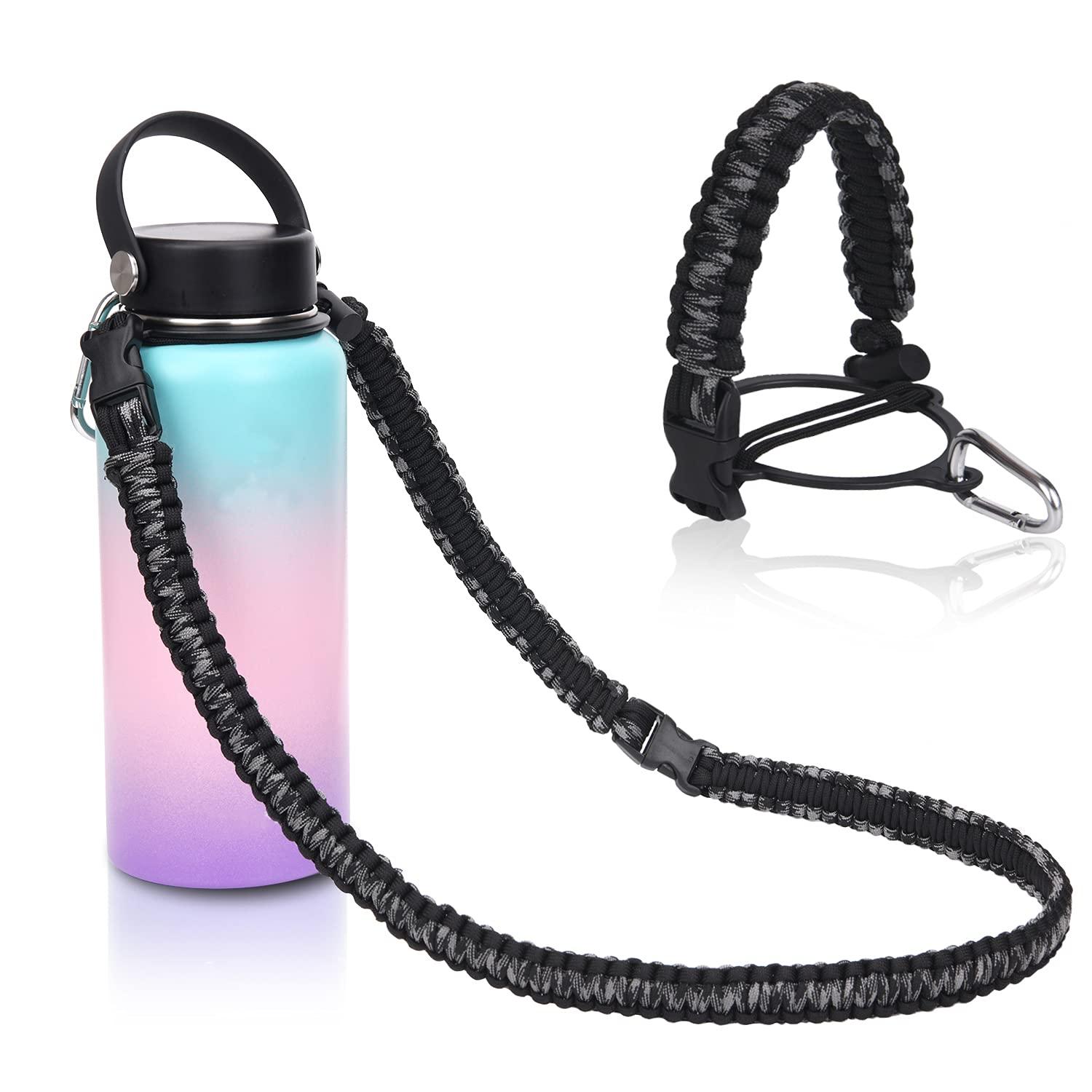 iLVANYA Paracord Handle with Shoulder Strap for Hydro Flask Wide Mouth  Bottles, Paracord Strap Carrier for 12oz to 64oz Bottle