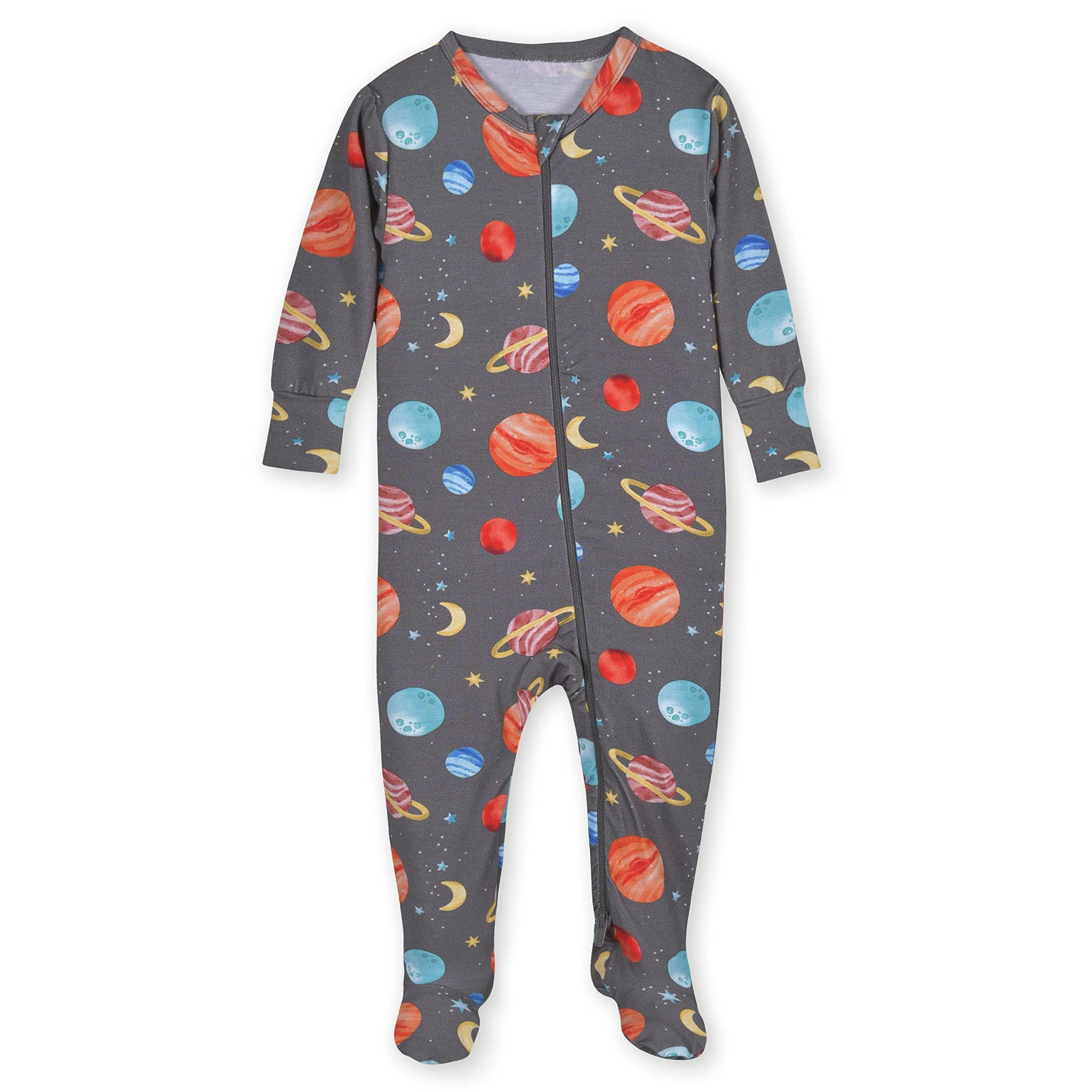 Gerber Unisex Baby Toddler Buttery Soft Snug Fit Footed Pajamas With  Viscose Made From Eucalyptus, Space, 0-3 Months